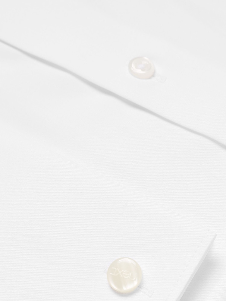 White Regular Fit Double Cuff 100% Cotton Shirt - Image 4 of 4