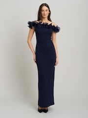Gina Bacconi Blue Risa Off-Shoulder Ruffle Maxi Dress - Image 1 of 6