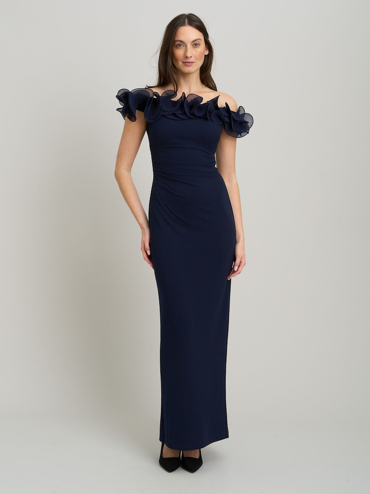 Gina Bacconi Blue Risa Off-Shoulder Ruffle Maxi Dress - Image 1 of 6