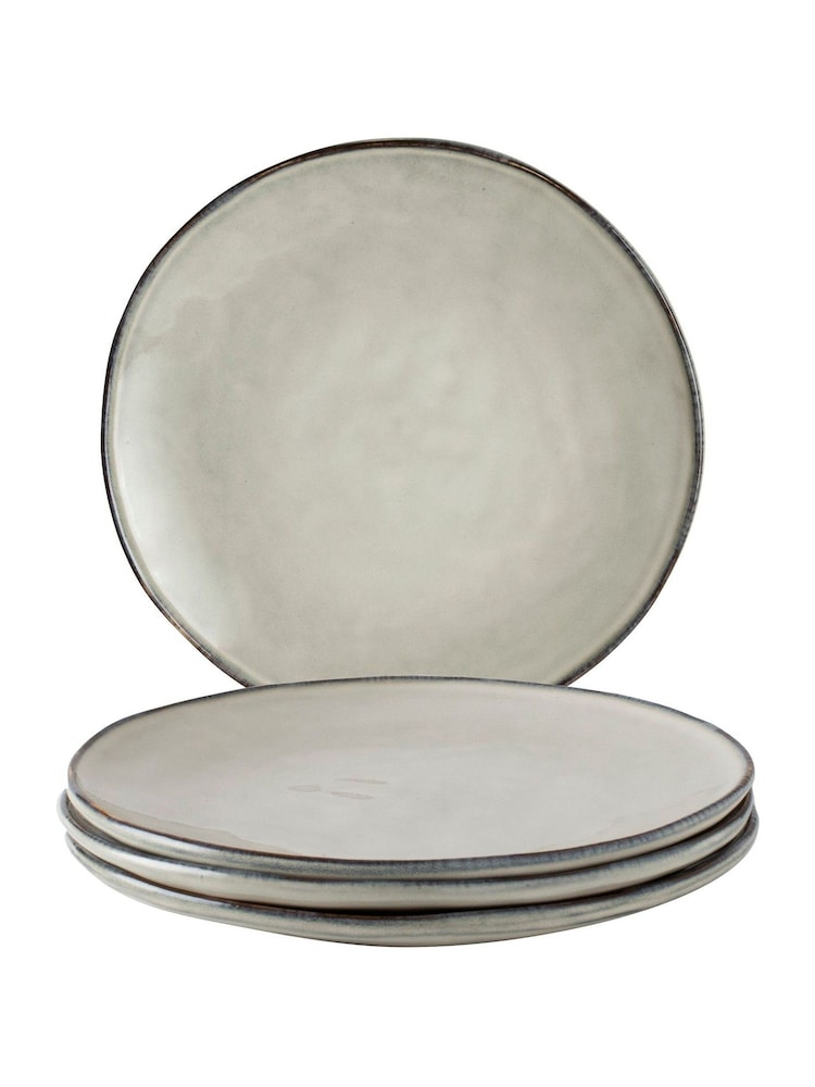 Dutch Rose Set of 4 Ecru Cream Organic Dinner Plates 26.5cm - Image 2 of 4