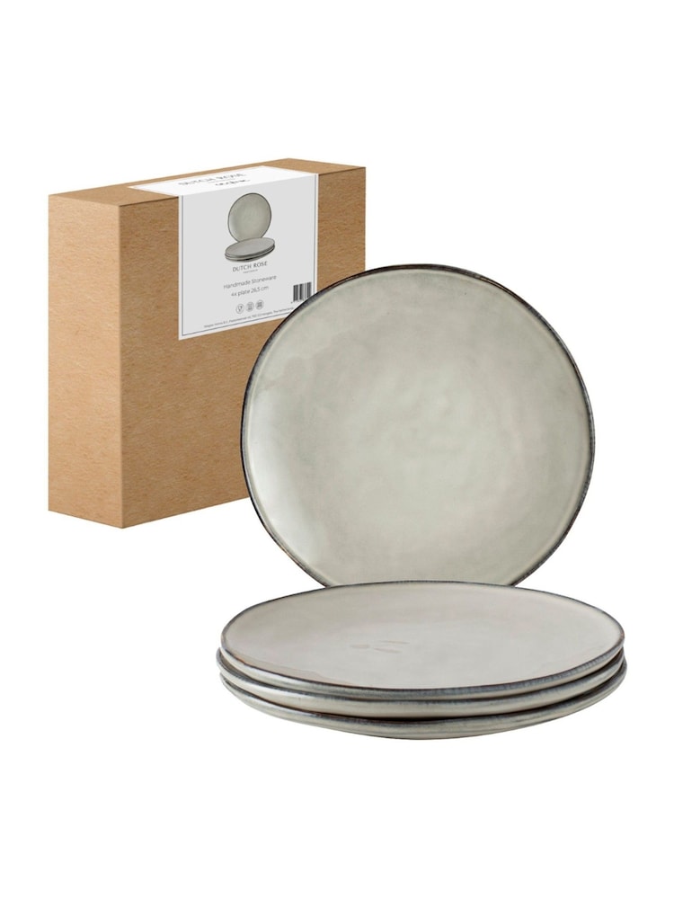 Dutch Rose Set of 4 Ecru Cream Organic Dinner Plates 26.5cm - Image 4 of 4