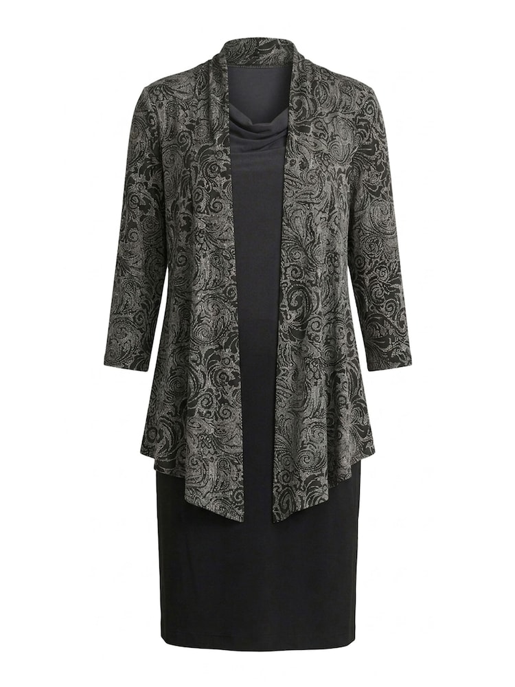 Gina Bacconi Black Posy Mock Dress And Jacket - Image 6 of 6