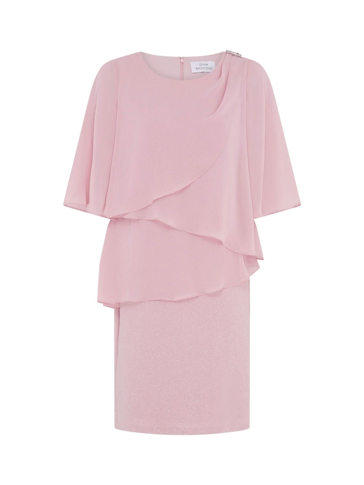 Gina Bacconi Pink Myleene Layered Chiffon Overlay Dress - Image 5 of 5 Gina Bacconi Pink Myleene Layered Chiffon Overlay Dress - Image 5 of 5