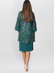 Gina Bacconi Green Charlee Embroidered Lace Dress And Jacket With Detachable Necklace - Image 4 of 9