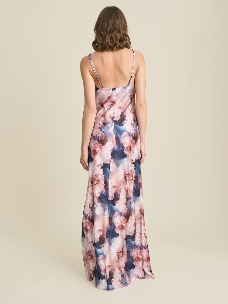Gina Bacconi Pink Sudie Floral Satin Maxi Dress - Image 2 of 6 Gina Bacconi Pink Sudie Floral Satin Maxi Dress - Image 2 of 6
