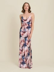 Gina Bacconi Pink Sudie Floral Satin Maxi Dress - Image 3 of 6