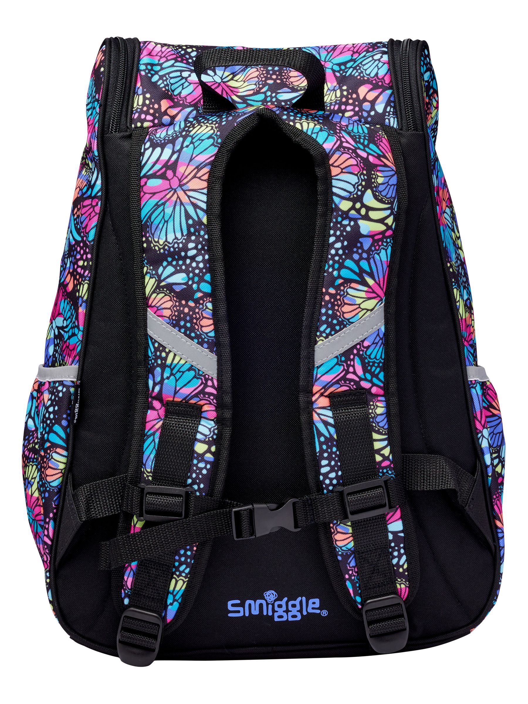 Smiggle Black Vivid Access Backpack with Reflective Tape