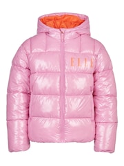 ELLE Pink Logo Puffer Coat - Image 1 of 5