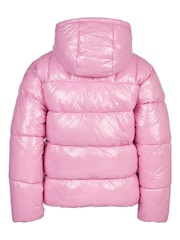 ELLE Pink Logo Puffer Coat - Image 2 of 5