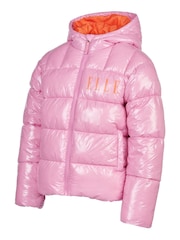 ELLE Pink Logo Puffer Coat - Image 3 of 5