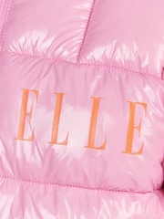 ELLE Pink Logo Puffer Coat - Image 4 of 5