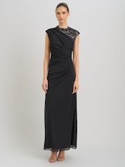 Gina Bacconi Black Carter Lace Detail Maxi Dress - Image 3 of 6
