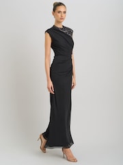 Gina Bacconi Black Carter Lace Detail Maxi Dress - Image 5 of 6