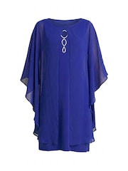 Gina Bacconi Diamante Trim Chiffon Cape Dress - Imagen 7 de 7
