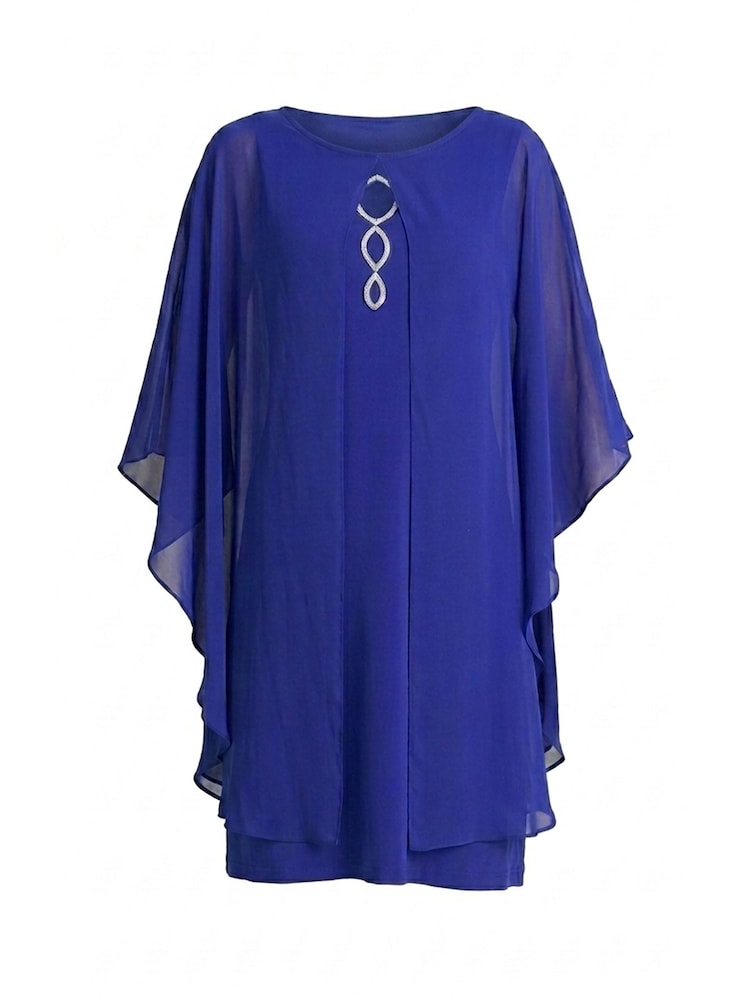 Gina Bacconi Diamante Trim Chiffon Cape Dress - Imagen 7 de 7 Gina Bacconi Diamante Trim Chiffon Cape Dress - Imagen 7 de 7