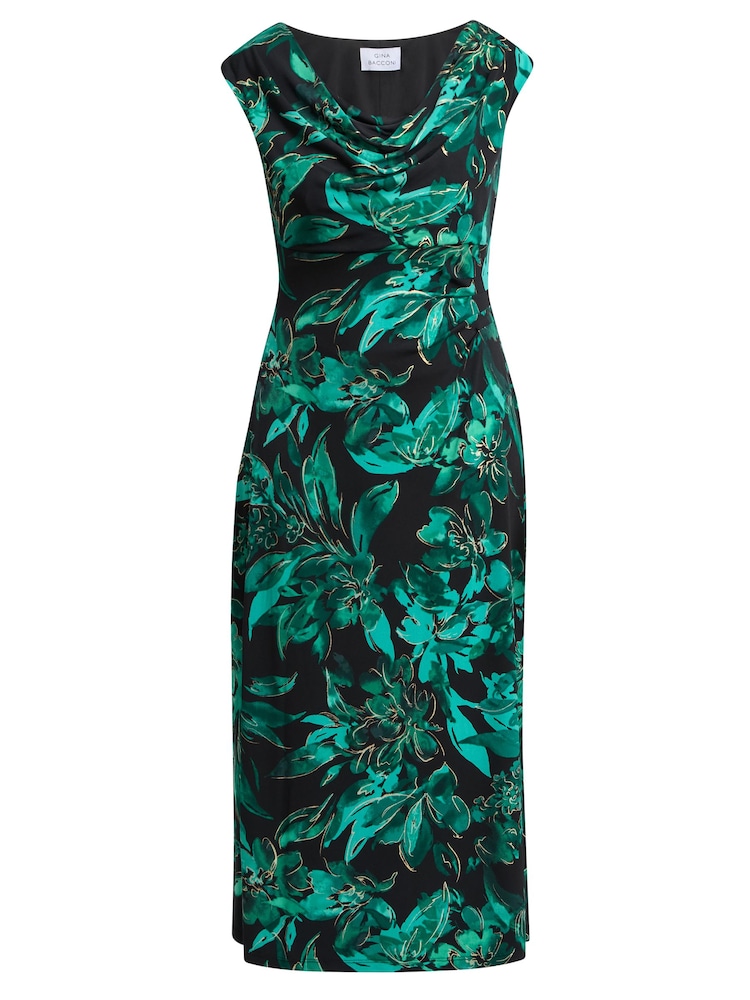 Gina Bacconi Green Hatty Floral Cowl Neck Midi Dress - Image 5 of 5 Gina Bacconi Green Hatty Floral Cowl Neck Midi Dress - Image 5 of 5
