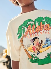 Lilo & Stitch Ecru Cream - Prevelika majica (100% bombaž) (3-16leto) - Slika 3 iz 6