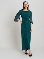 Gina Bacconi Iulia Maxi Wrap Dress With Chiffon Sleeve - 圖片 1，共 6