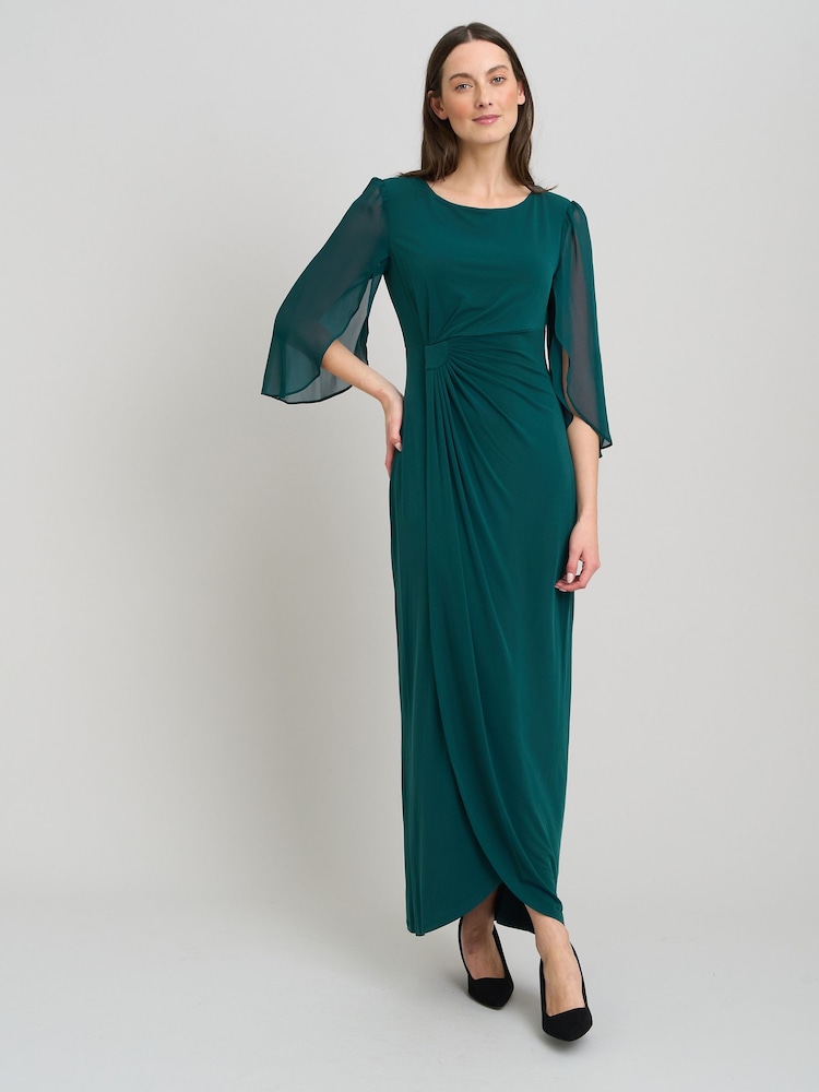 Gina Bacconi Iulia Maxi Wrap Dress With Chiffon Sleeve - 圖片 1，共 6
