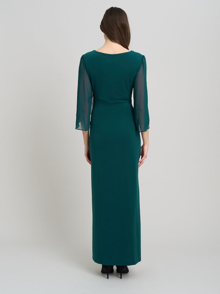 Gina Bacconi Iulia Maxi Wrap Dress With Chiffon Sleeve - 圖片 2，共 6