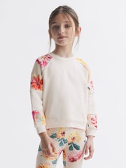 Reiss Pink Brooke 9-12 yrs Floral Print Cotton Jersey Sweatshirt - Image 3 of 6
