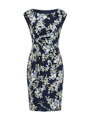 Gina Bacconi Blue Poppie Sleeveless Faux Wrap Floral Dress - Image 5 of 5