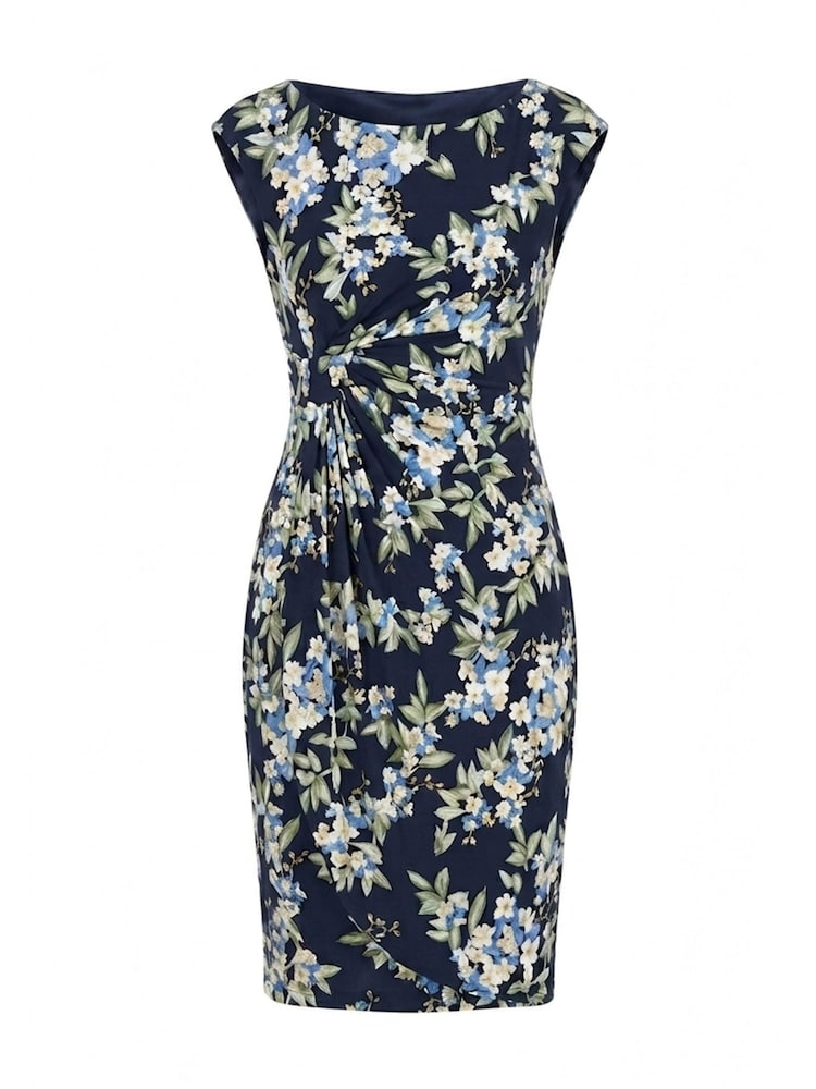 Gina Bacconi Blue Poppie Sleeveless Faux Wrap Floral Dress - Image 5 of 5 Gina Bacconi Blue Poppie Sleeveless Faux Wrap Floral Dress - Image 5 of 5