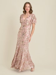 Gina Bacconi Pink Milena Sequin Embellished Maxi Dress - Image 1 of 6