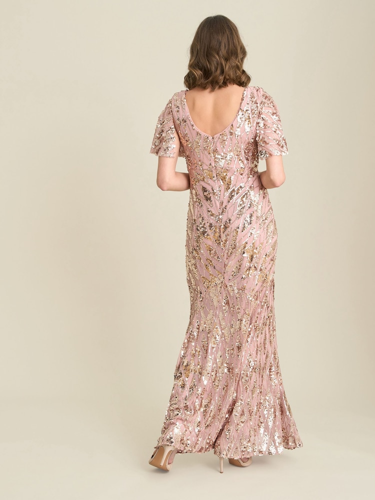 Gina Bacconi Pink Milena Sequin Embellished Maxi Dress - Image 2 of 6