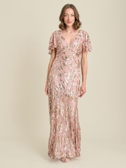 Gina Bacconi Pink Milena Sequin Embellished Maxi Dress - Image 3 of 6