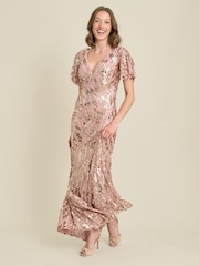 Gina Bacconi Pink Milena Sequin Embellished Maxi Dress - Image 5 of 6