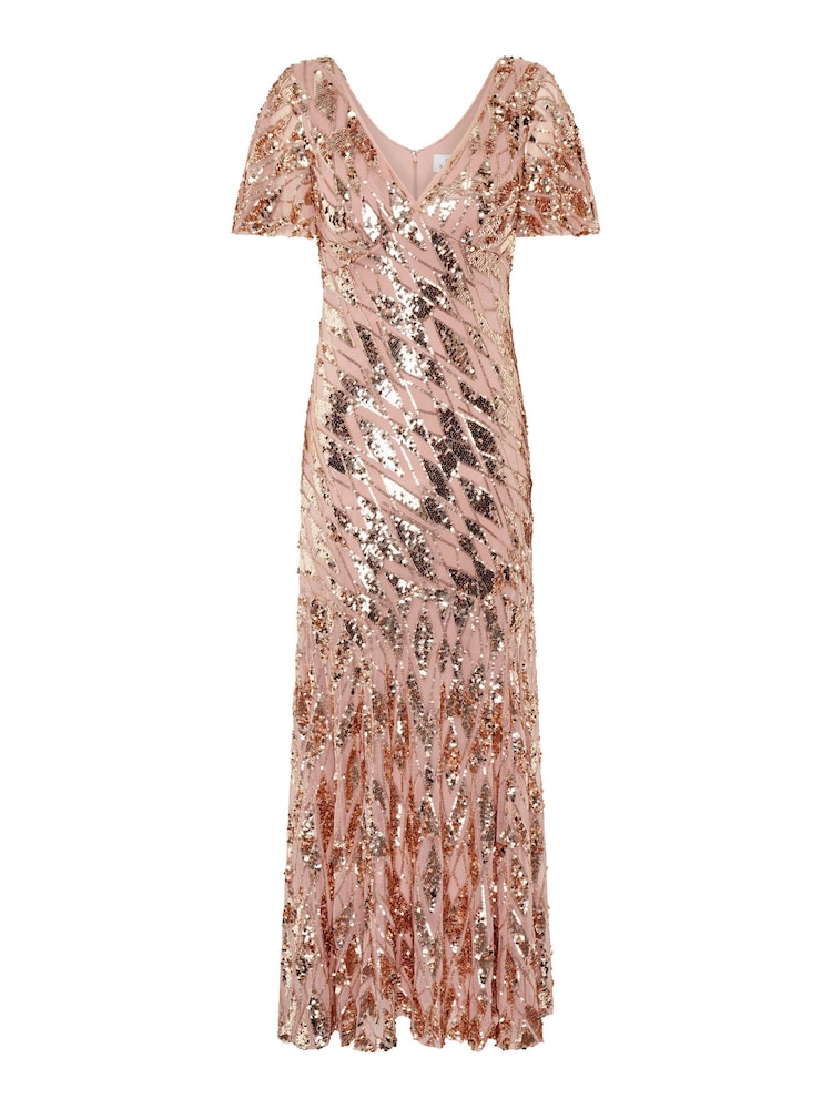 Gina Bacconi Pink Milena Sequin Embellished Maxi Dress - Image 6 of 6