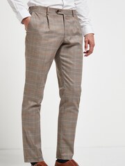 Taupe Slim Fit Check Suit: Trousers - Image 1 of 5