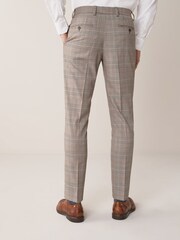 Taupe Slim Fit Check Suit: Trousers - Image 2 of 5