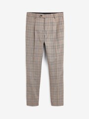 Taupe Slim Fit Check Suit: Trousers - Image 4 of 5