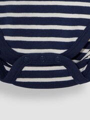 JoJo Maman Bébé Navy Ecru Stripe Short Sleeve Polo Shirt Bodysuit - Image 3 of 3
