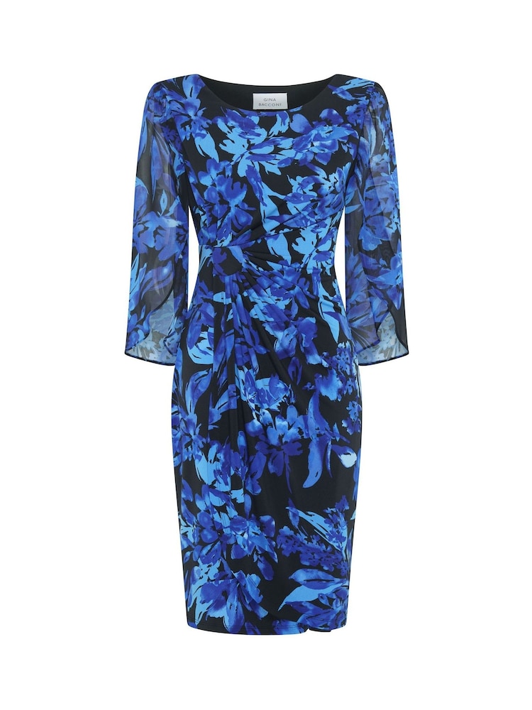 Gina Bacconi Black Harmony Floral Print Dress - Image 7 of 7 Gina Bacconi Black Harmony Floral Print Dress - Image 7 of 7