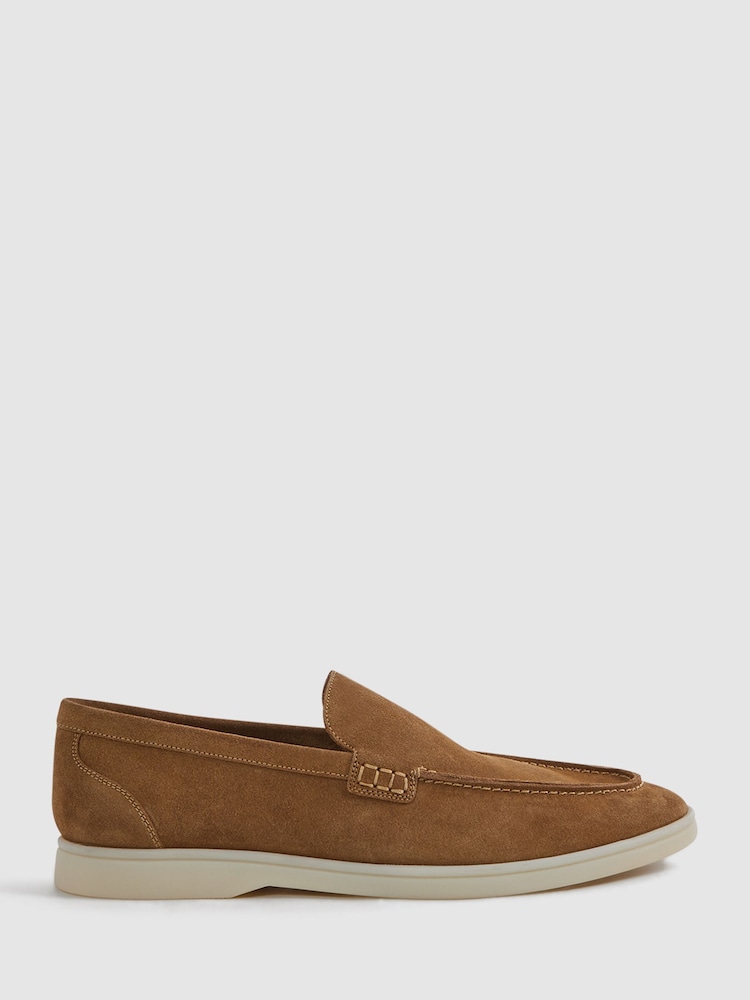Reiss Stone Kason Suede Slip-On Loafers - Image 1 of 5