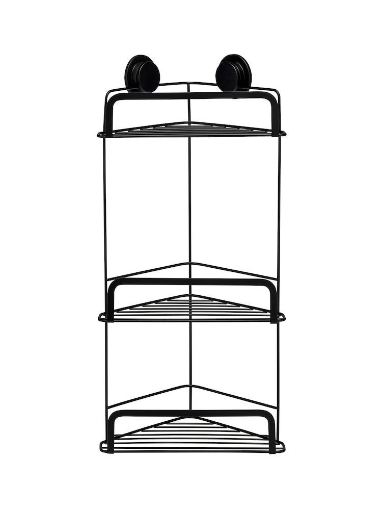 Croydex Black Stick 'n' Lock™ 3 Tier Corner Basket - Image 2 of 4