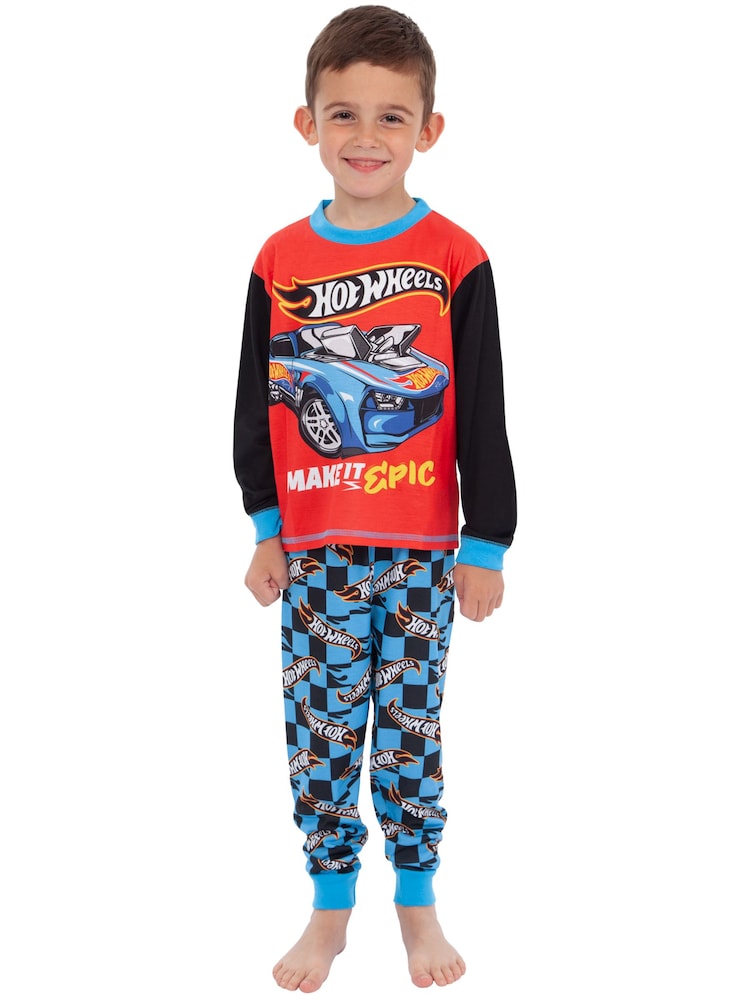 Character Blue Hot Wheels Epic Long Sleeve Pyjamas - Image 1 of 4 Character Blue Hot Wheels Epic Long Sleeve Pyjamas - Image 1 of 4
