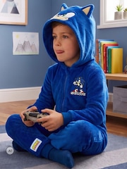 Character Blue Sonic The Hedgehog Onesie With 3D Ears - Image 2 of 8
