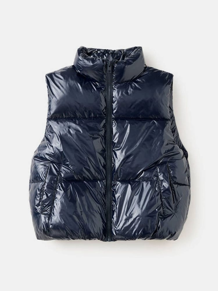 Mango Blue High Shine Padded Gilet - Image 1 of 2 Mango Blue High Shine Padded Gilet - Image 1 of 2