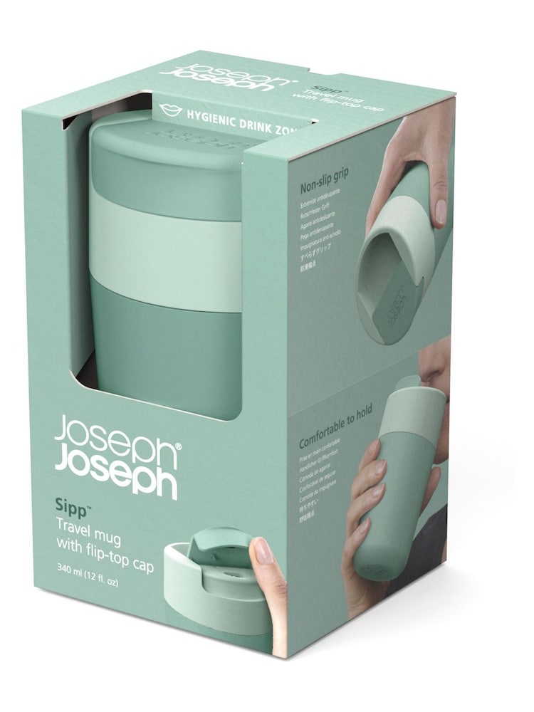 Joseph Joseph Green Sipp Travel Mug With Hygienic Lid - Image 4 of 4 Joseph Joseph Green Sipp Travel Mug With Hygienic Lid - Image 4 of 4
