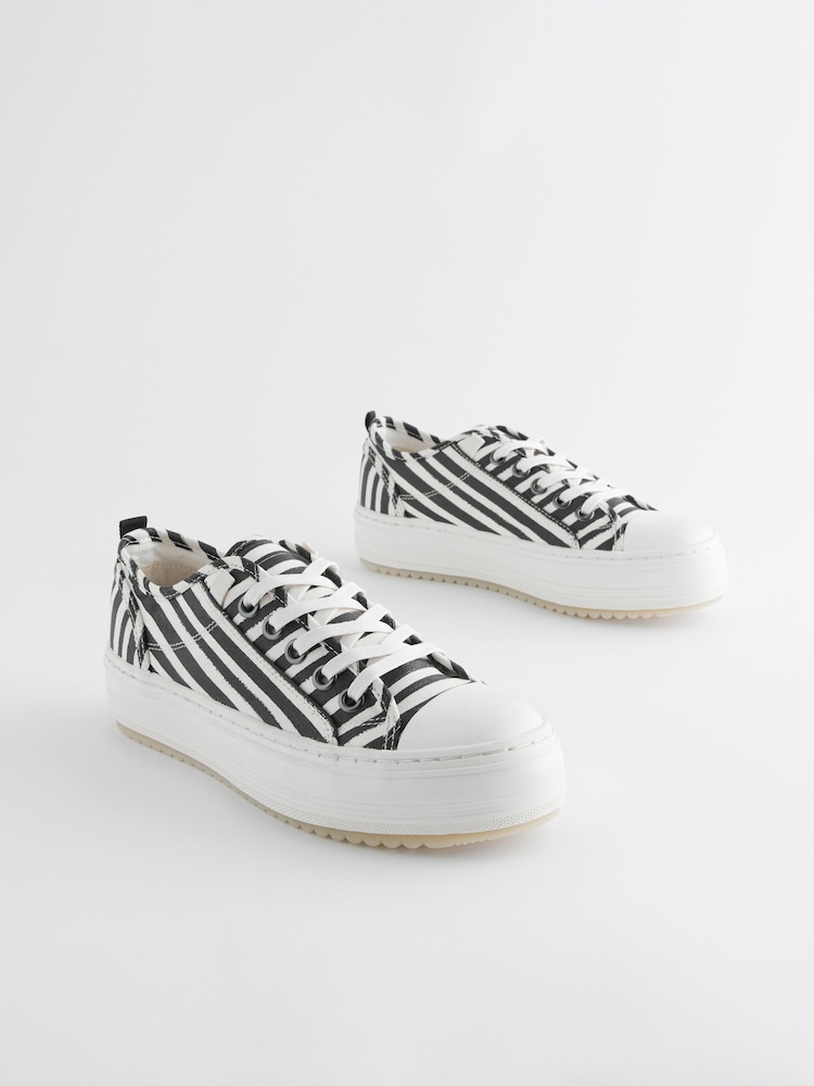 White/Black Stripe Forever Comfort® Chunky Baseball Trainers - Image 1 of 1 White/Black Stripe Forever Comfort® Chunky Baseball Trainers - Image 1 of 1