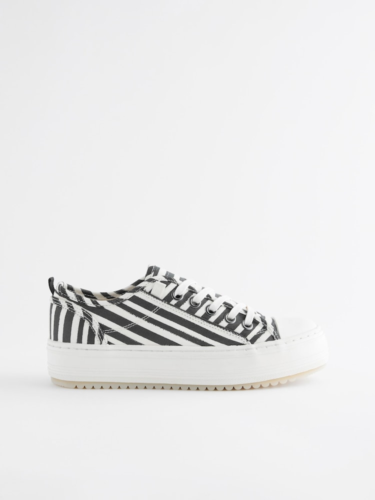 White/Black Stripe Forever Comfort® Chunky Baseball Trainers - Image 1 of 5