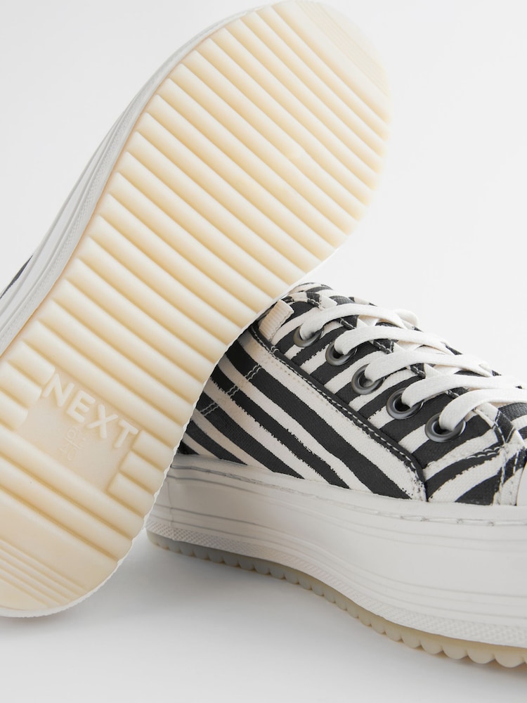 White/Black Stripe Forever Comfort® Chunky Baseball Trainers - Image 2 of 5