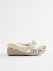 Stone Suede Moccasin Slippers - Image 2 of 6