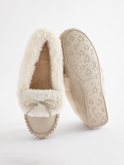 Stone Suede Moccasin Slippers - Image 4 of 6