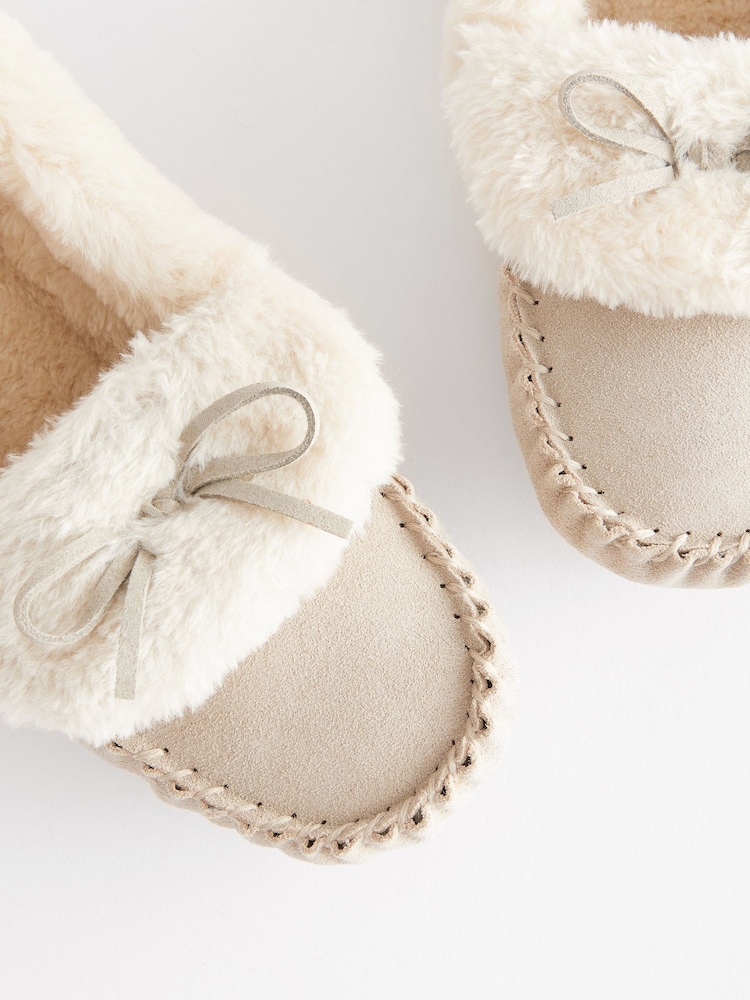 Stone Suede Moccasin Slippers - Image 5 of 6