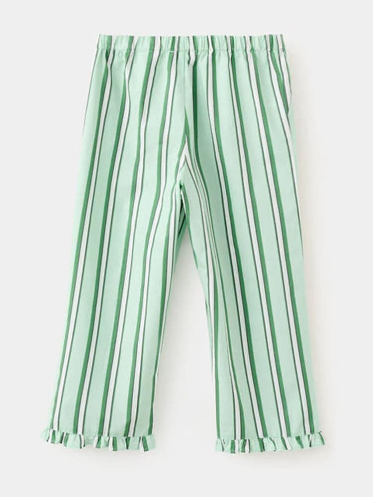 Mango Green Stripe Wide Leg Trousers - Image 1 of 2